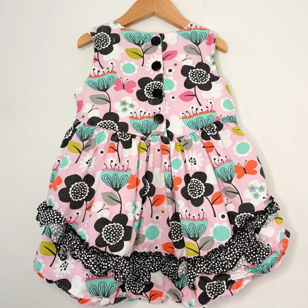 Jelly‎ the Pug Girls Size 8 Floral High-Low Ruffle Tunic Top - Picture 3 of 6